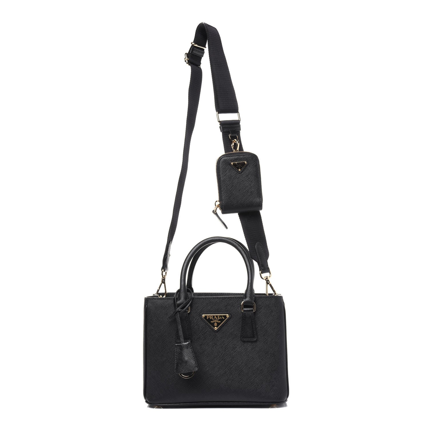 Prada Saffiano Lux Micro Galleria Shoulder Bag Black 2 of 19