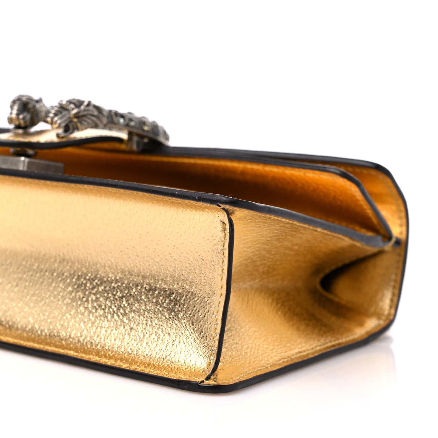 Metallic Textured Calfskin Crystal Small Dionysus Shoulder Bag Gold