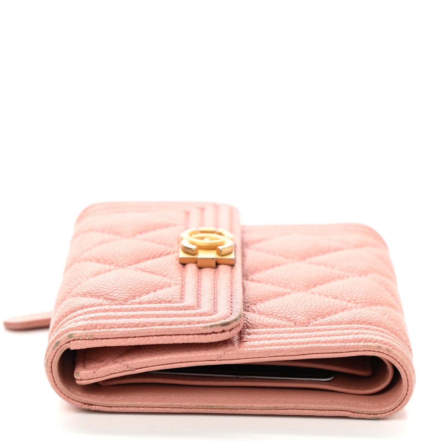 Chanel Caviar Quilted Boy Compact Wallet Pink 10 of 14