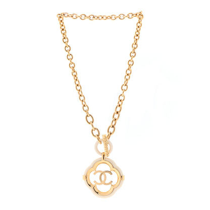 Chanel Resin CC Medallion Choker Chain Necklace Gold Ivory 3 of 6