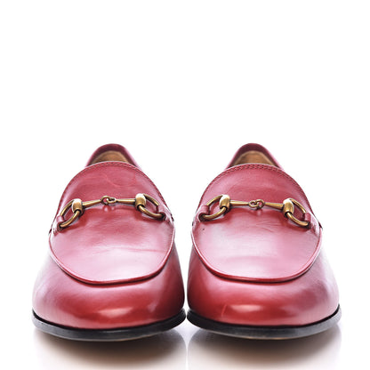 Gucci Calfskin Womens Jordaan Loafers 37.5 Hibiscus Red 2 of 13