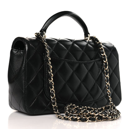 Chanel Lambskin Quilted Mini Top Handle Rectangular Flap Black 3 of 9