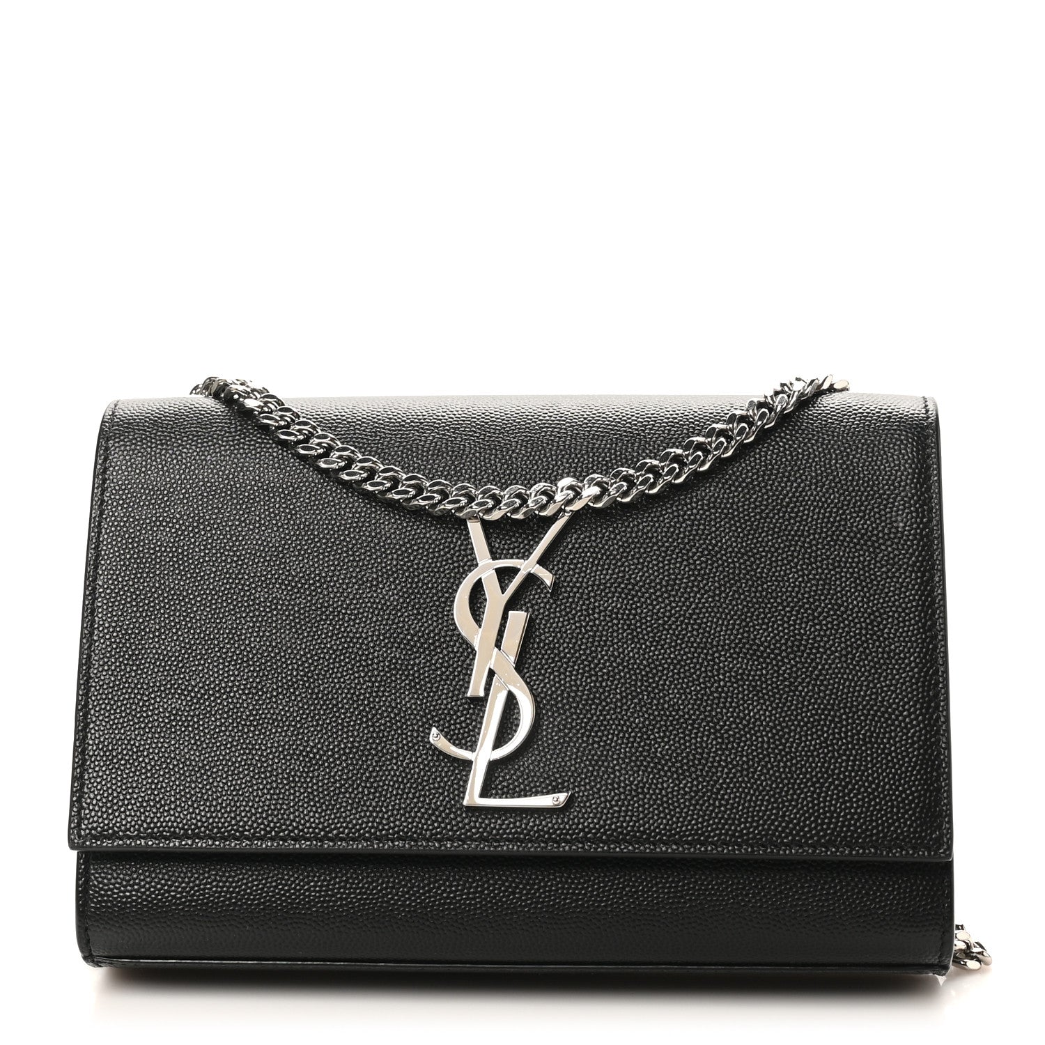 Saint Laurent Grain De Poudre Small Classic Monogram Kate Satchel Black 1 of 10