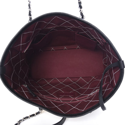Chanel Grained Calfskin Quilted Small Daily Tote Dark White Black 6 of 10