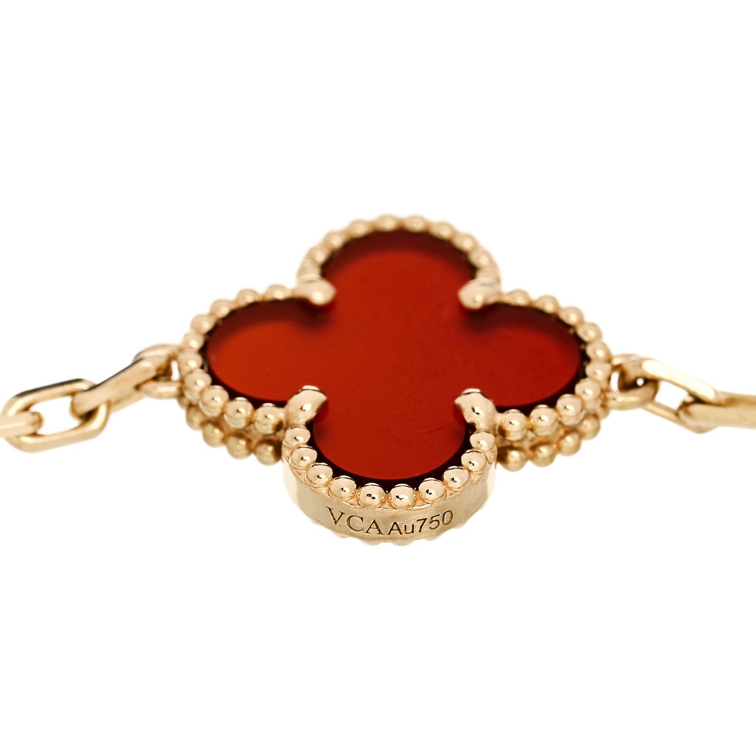 Van Cleef & Arpels 18K Yellow Gold Carnelian 5 Motifs Vintage Alhambra Bracelet 3 of 5
