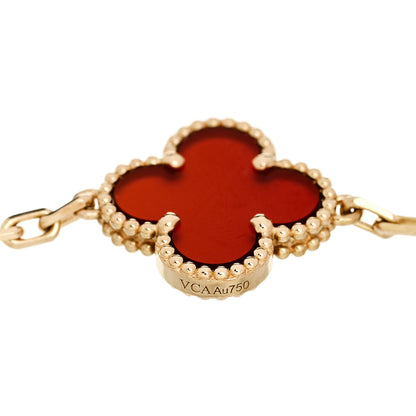 Van Cleef & Arpels 18K Yellow Gold Carnelian 5 Motifs Vintage Alhambra Bracelet 3 of 5