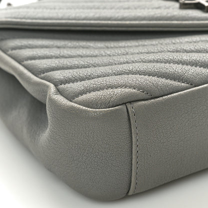 Saint Laurent Sheepskin Matelasse Chevron Monogram Medium College Bag New Stone Grey 10 of 15