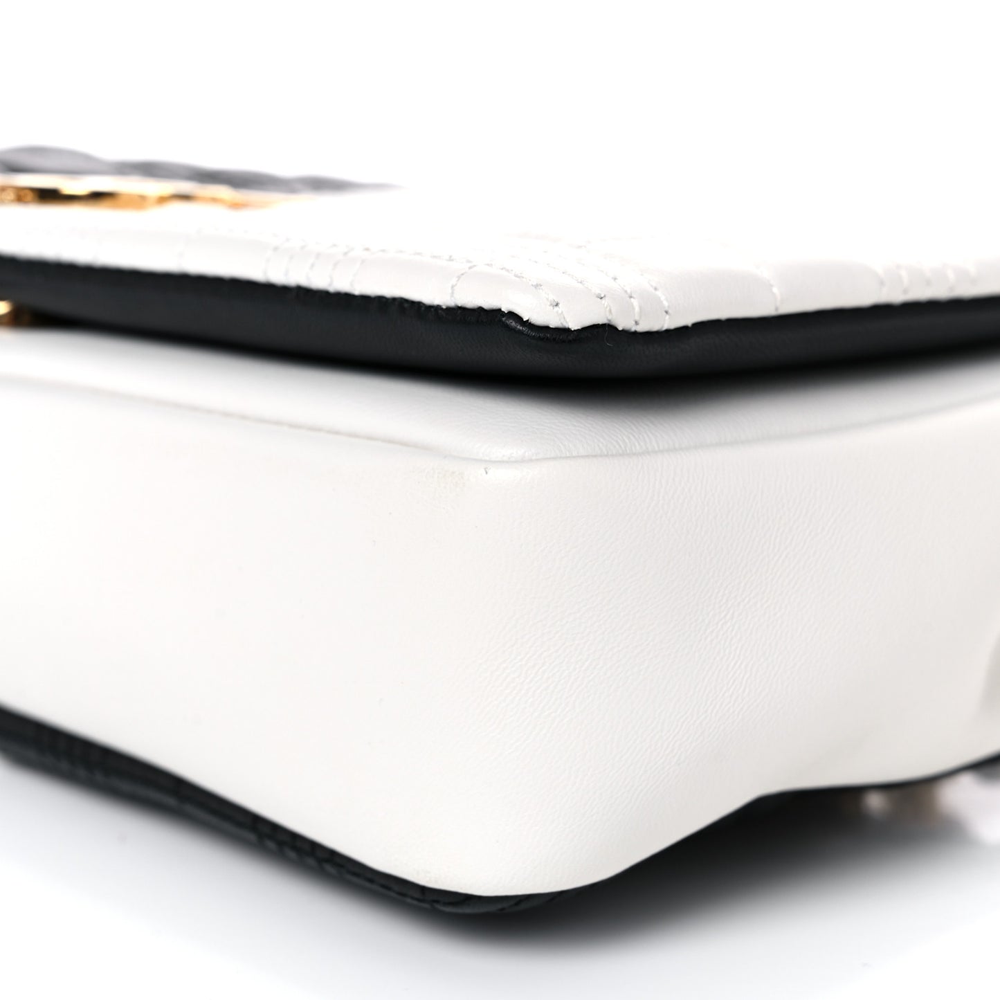 Lambskin Quilted Small Lola Bag White Black