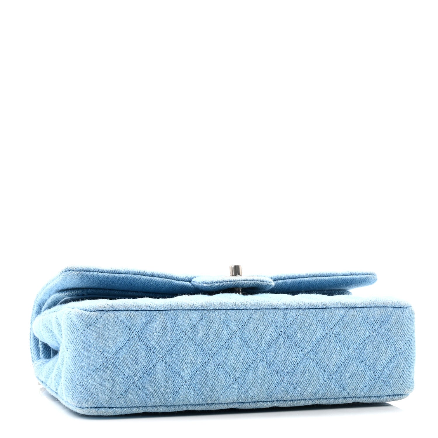 Chanel Denim Quilted Medium Double Flap Light Blue 4 of 10