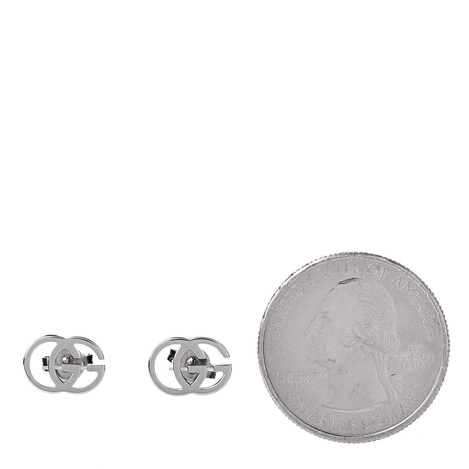 Gucci 18K White Gold GG Tissue Stud Earrings 2 of 4