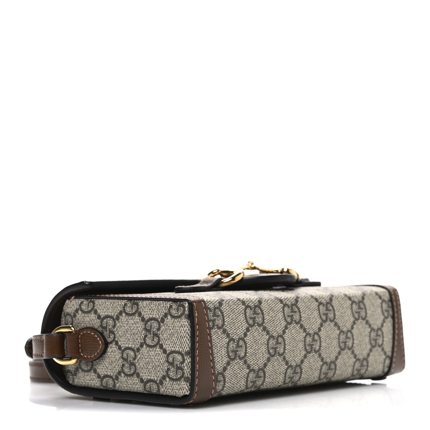 Gucci GG Supreme Monogram Mini Horsebit 1955 Shoulder Bag Beige Brown Sugar 4 of 10