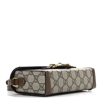 Gucci GG Supreme Monogram Mini Horsebit 1955 Shoulder Bag Beige Brown Sugar 4 of 10