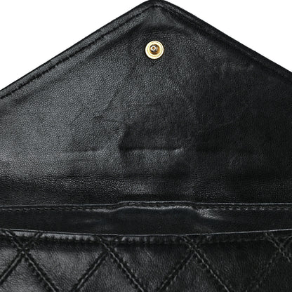 Chanel Lambskin Diamond Stitched Envelope Long Flap Wallet Black 11 of 11