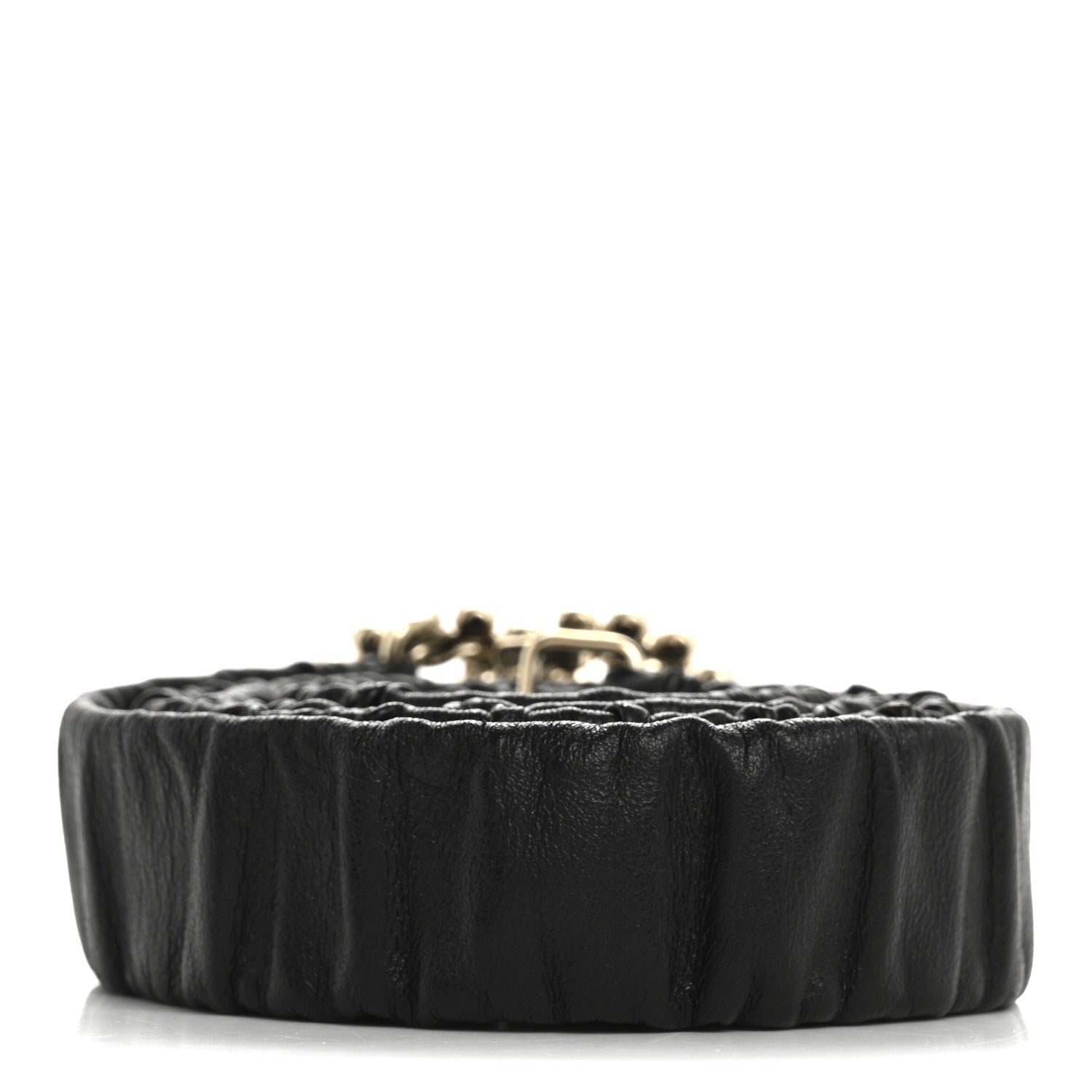 Chanel Calfskin Strass Ruched Rope CC Belt 95 38 Black 2 of 6