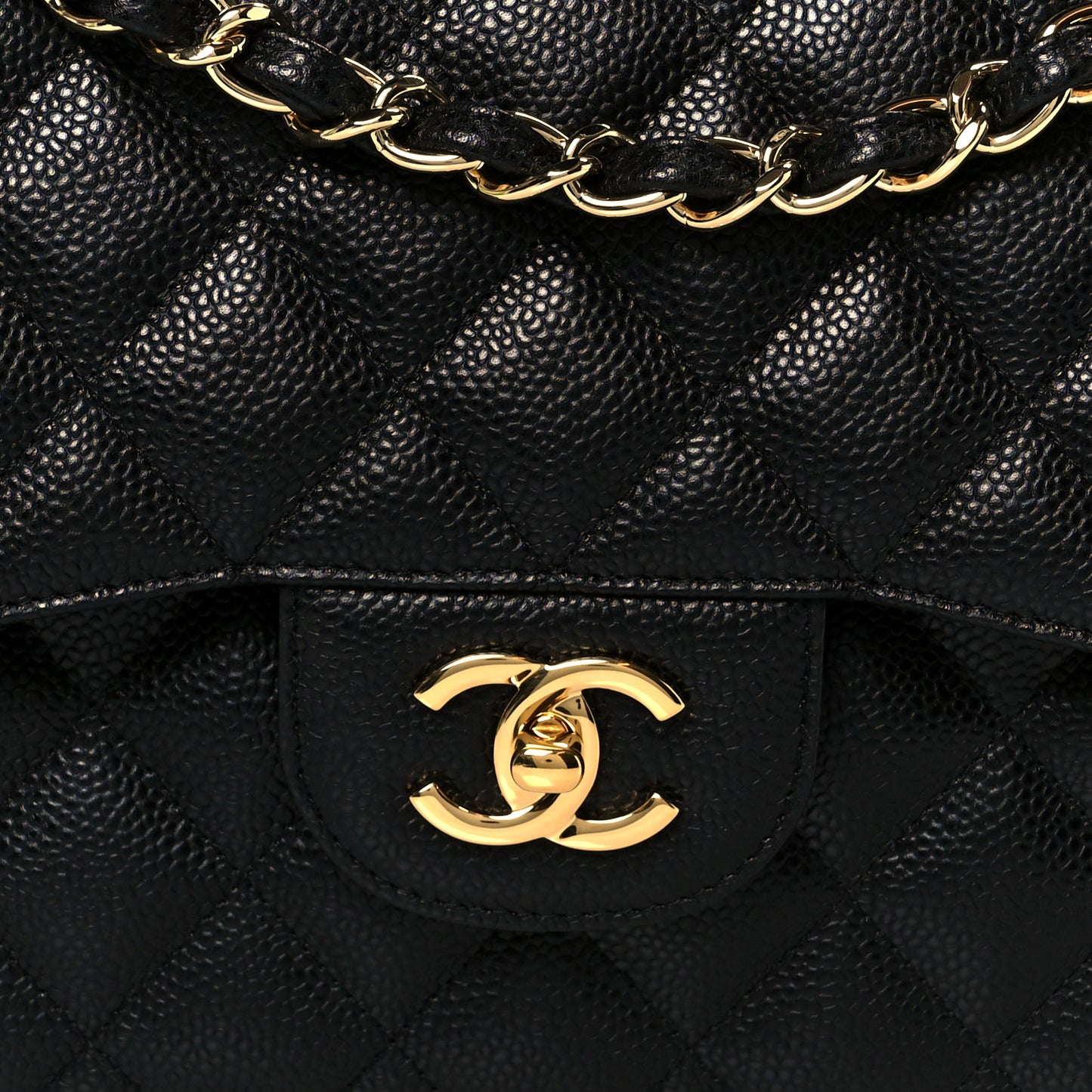 Caviar Quilted Jumbo Double Flap Black