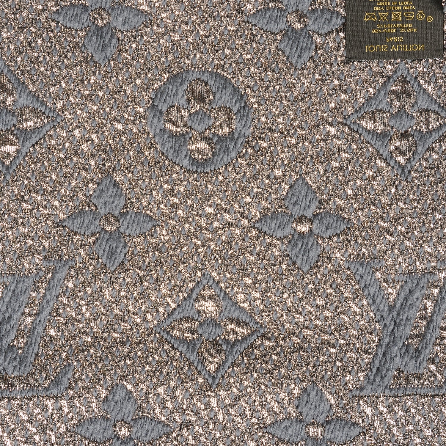 Louis Vuitton Wool Silk Logomania Shine Scarf Gris 5 of 5