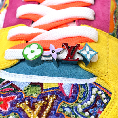 Louis Vuitton Suede Sequin Monogram Mens LV Ollie Sneakers 9 Yellow Multicolor 7 of 9