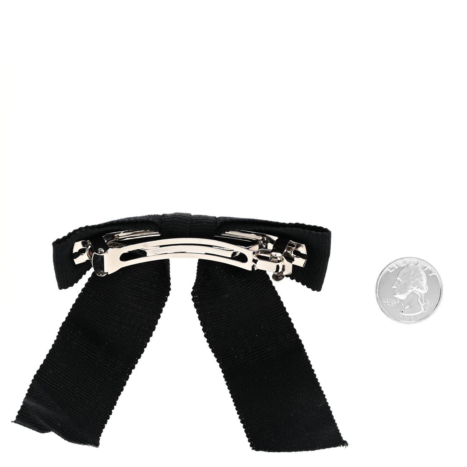 Chanel Grosgrain Bow CC Hair Clip Black 2 of 3