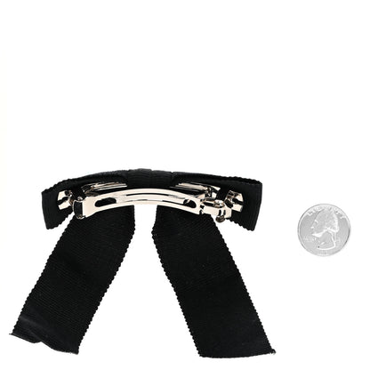 Chanel Grosgrain Bow CC Hair Clip Black 2 of 3