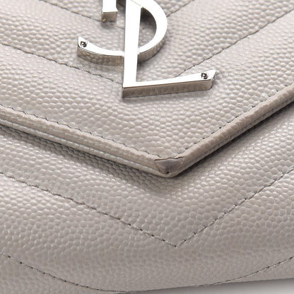 Saint Laurent Grain De Poudre Matelasse Chevron Monogram Flap Wallet Souris 8 of 11