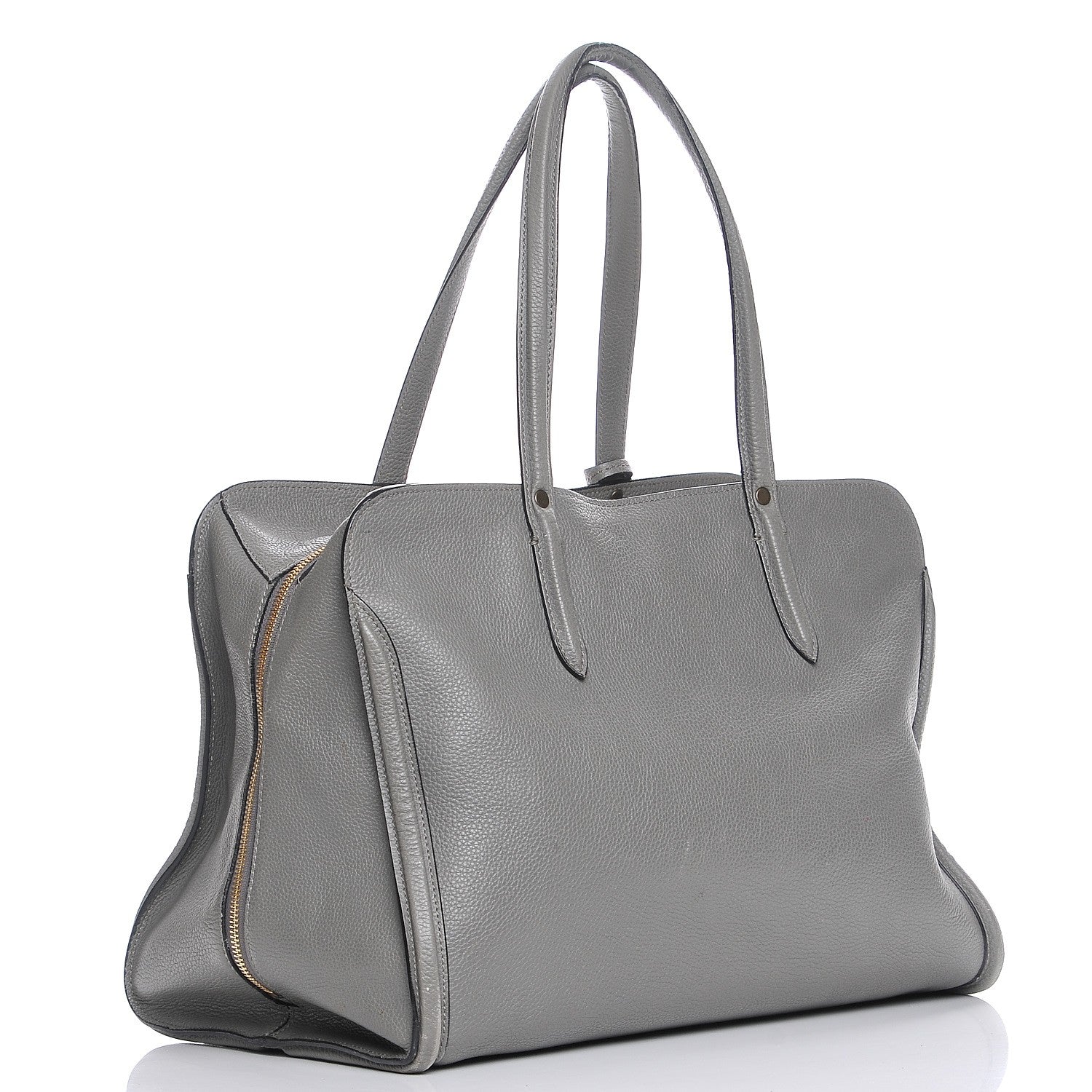 Alexander McQueen Pebbled Calfskin Large Skull Padlock Zip Around Tote Dark Grey 3 of 9