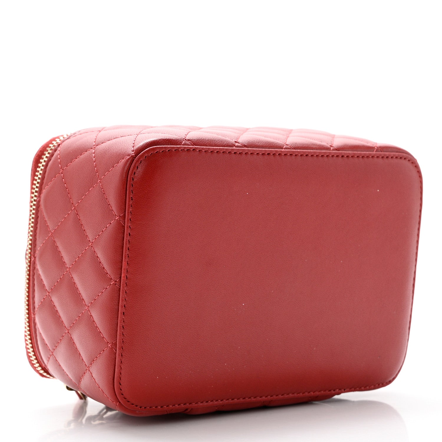Chanel Caviar Quilted Top Handle Jewelry Case Red 4 of 10