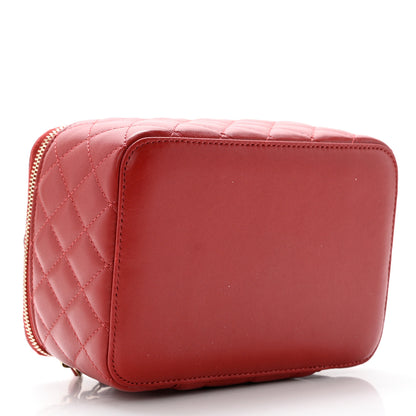 Chanel Caviar Quilted Top Handle Jewelry Case Red 4 of 10