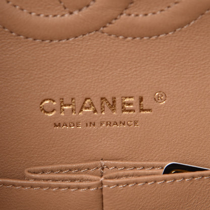 Chanel Calfskin Chevron Quilted Medium Double Flap Beige 7 of 8