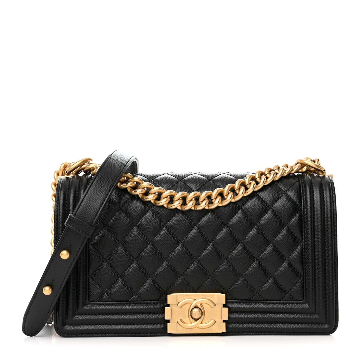 Caviar Quilted Medium Boy Flap Black