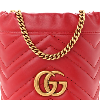 Gucci Calfskin Matelasse Mini GG Marmont 2.0 Bucket Bag Hibiscus Red 8 of 11