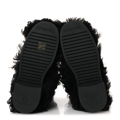 Chanel Shearling Sheepskin High Boots 37.5 Black 7 of 11