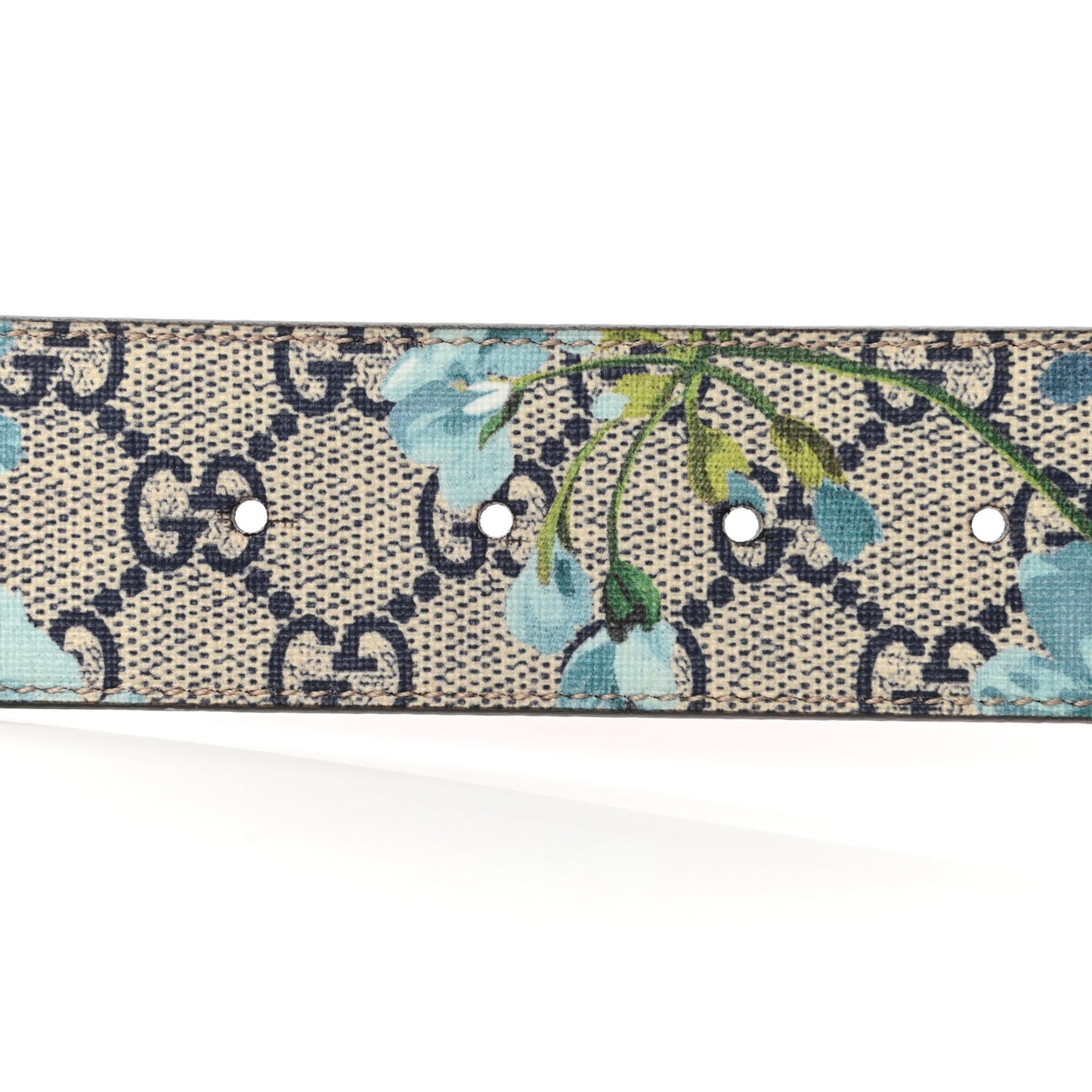 GG Plus Monogram Blooms Plaque Belt 85 34 Blue