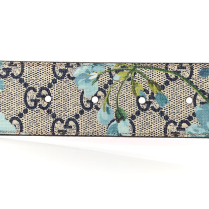 Gucci GG Plus Monogram Blooms Plaque Belt 85 34 Blue 4 of 6