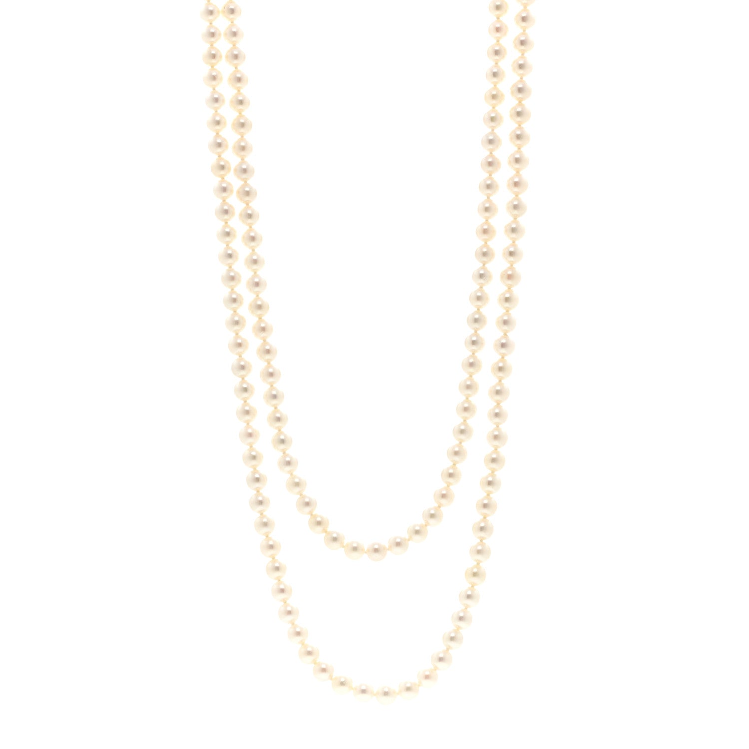 Mikimoto 14K White Gold Akoya Cultured Pearl 6.5-7mm Double Strand Necklace 1 of 5