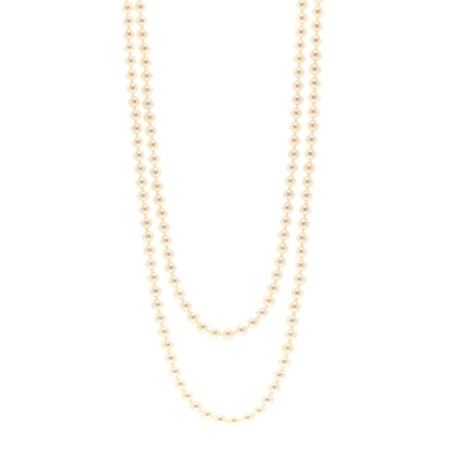 Mikimoto 14K White Gold Akoya Cultured Pearl 6.5-7mm Double Strand Necklace 1 of 5