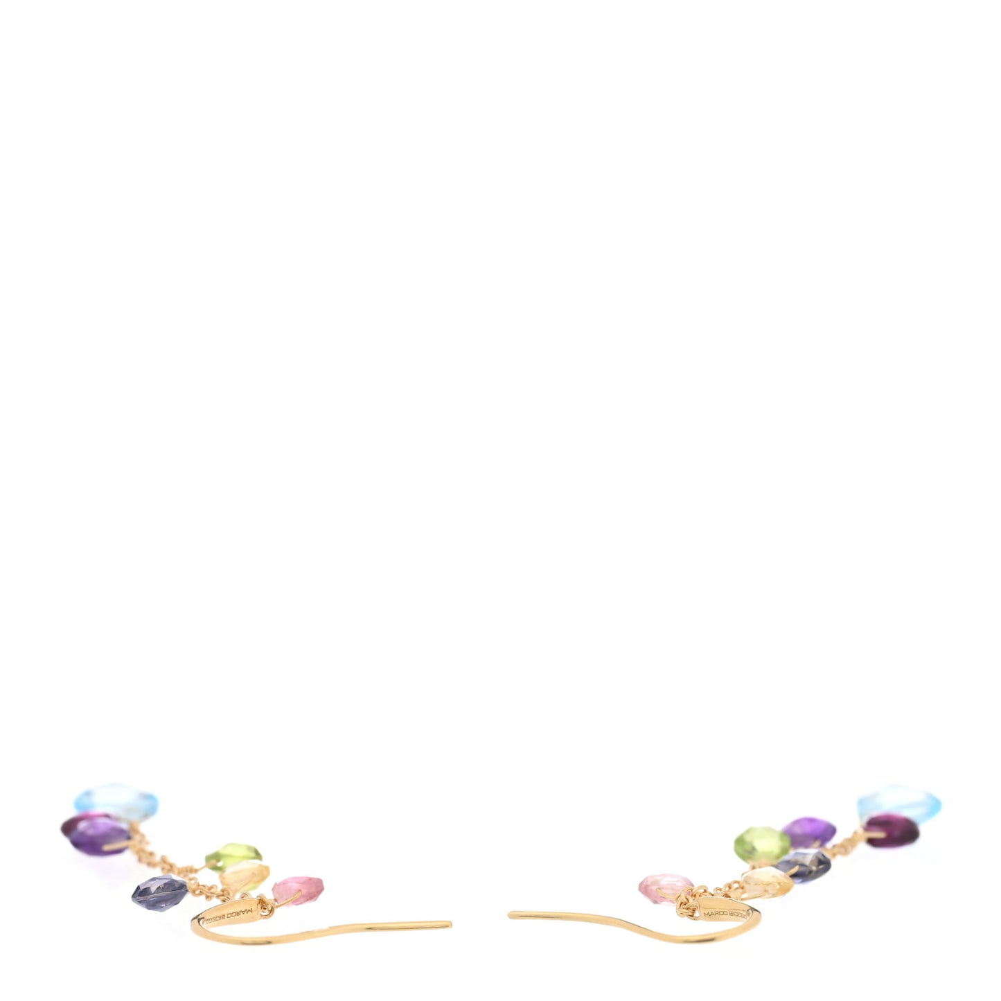 18K Yellow Gold Diamond Multi Gemstone Paradise Long Drop Earrings