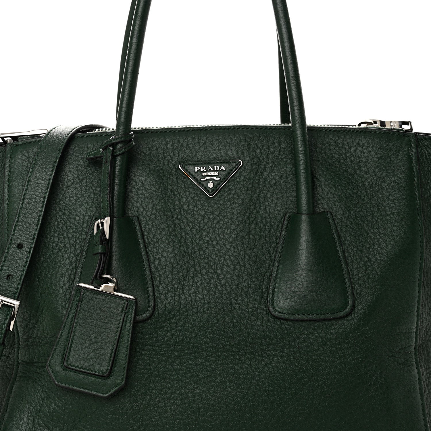 Prada Cervo Deerskin Twin Pocket Tote Green 6 of 9