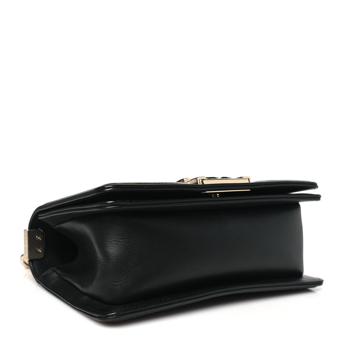Lambskin Chevron Quilted Small Boy Flap Black