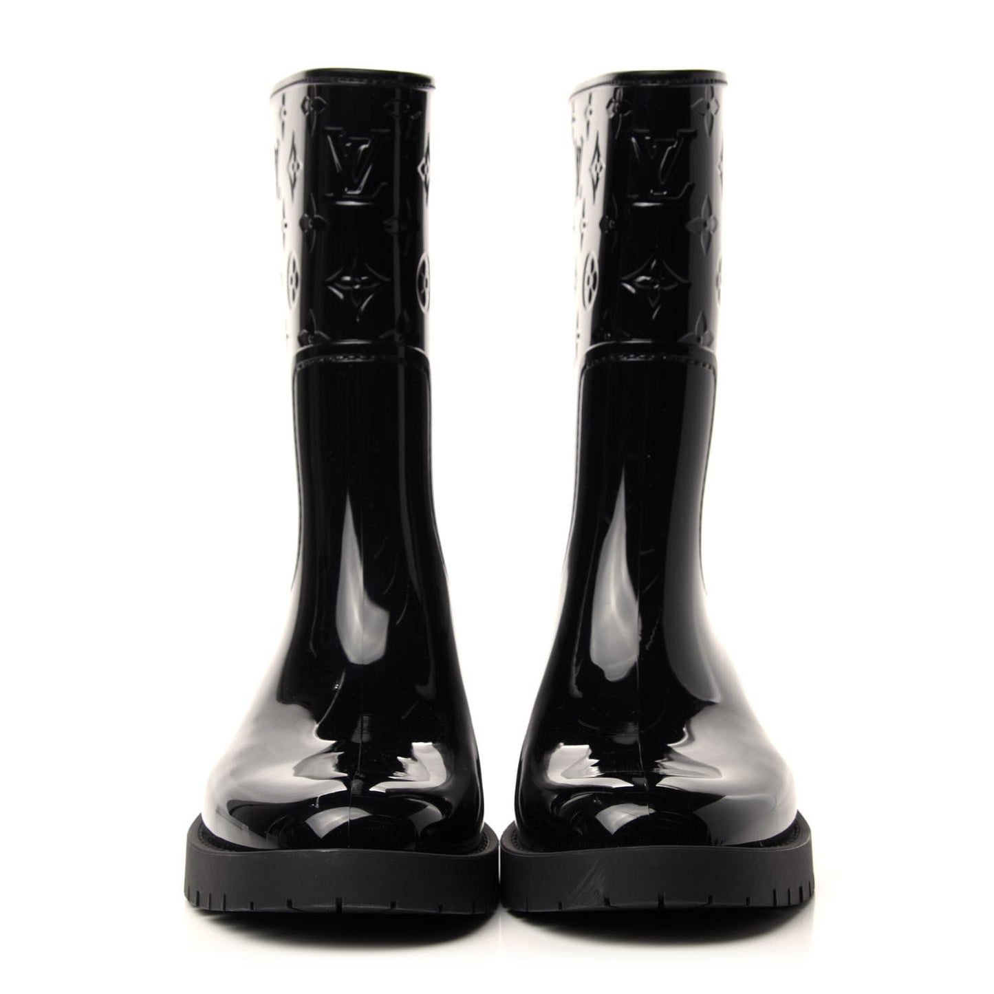 Rubber Embossed Monogram Drops Flat Half Boots 39 Black