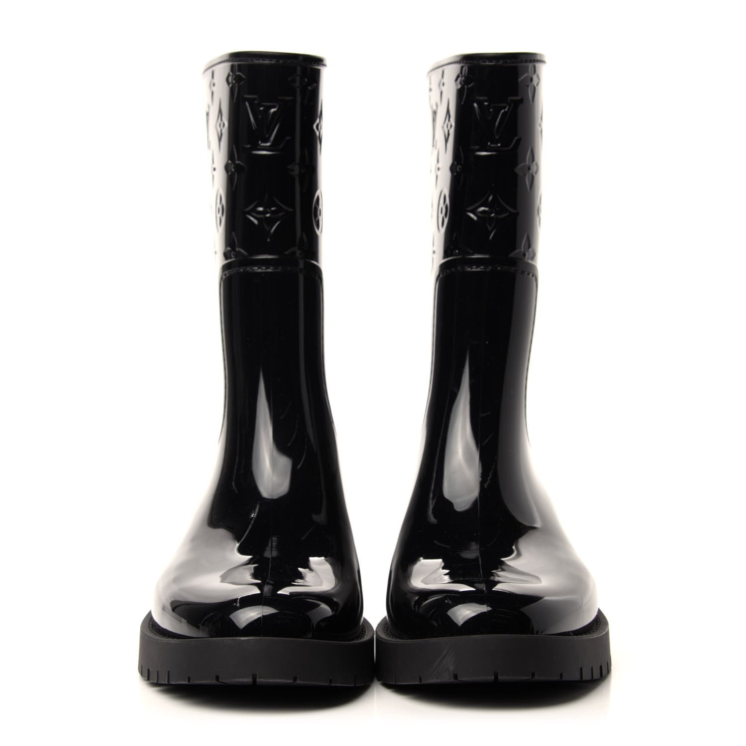 Louis Vuitton Rubber Embossed Monogram Drops Flat Half Boots 39 Black 2 of 8