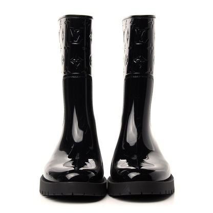 Louis Vuitton Rubber Embossed Monogram Drops Flat Half Boots 39 Black 2 of 8