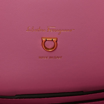 Salvatore Ferragamo Hammered Calfskin Medium The Studio Box Bag Flamingo 7 of 11