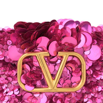 Valentino Garavani Sequin Vlogo Embroidered Small Loco Shoulder Bag Pink PP 7 of 10
