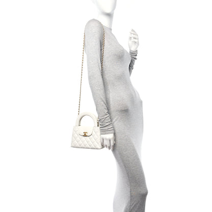 Chanel Shiny Aged Calfskin Quilted Nano Kelly Shopper White 2 of 11