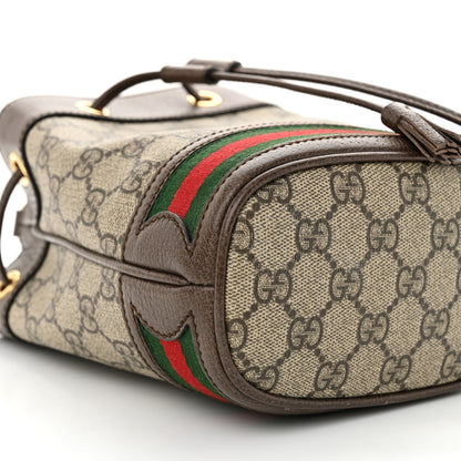 Gucci GG Supreme Monogram Web Mini Ophidia Bucket Bag Brown 9 of 11