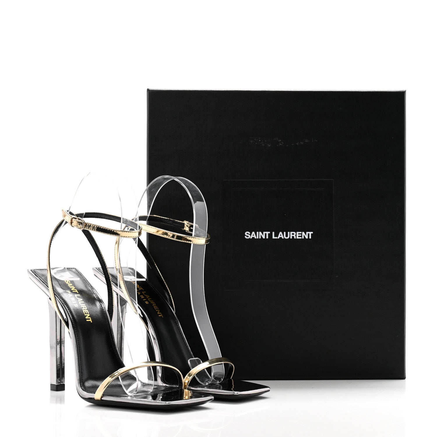 Saint Laurent Metallic Patent Pam 110 Sandals 36 Old Gold 8 of 8