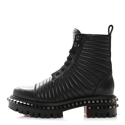 Christian Louboutin Calfskin Quilted Yetota Combat Boots 39 Black 1 of 8