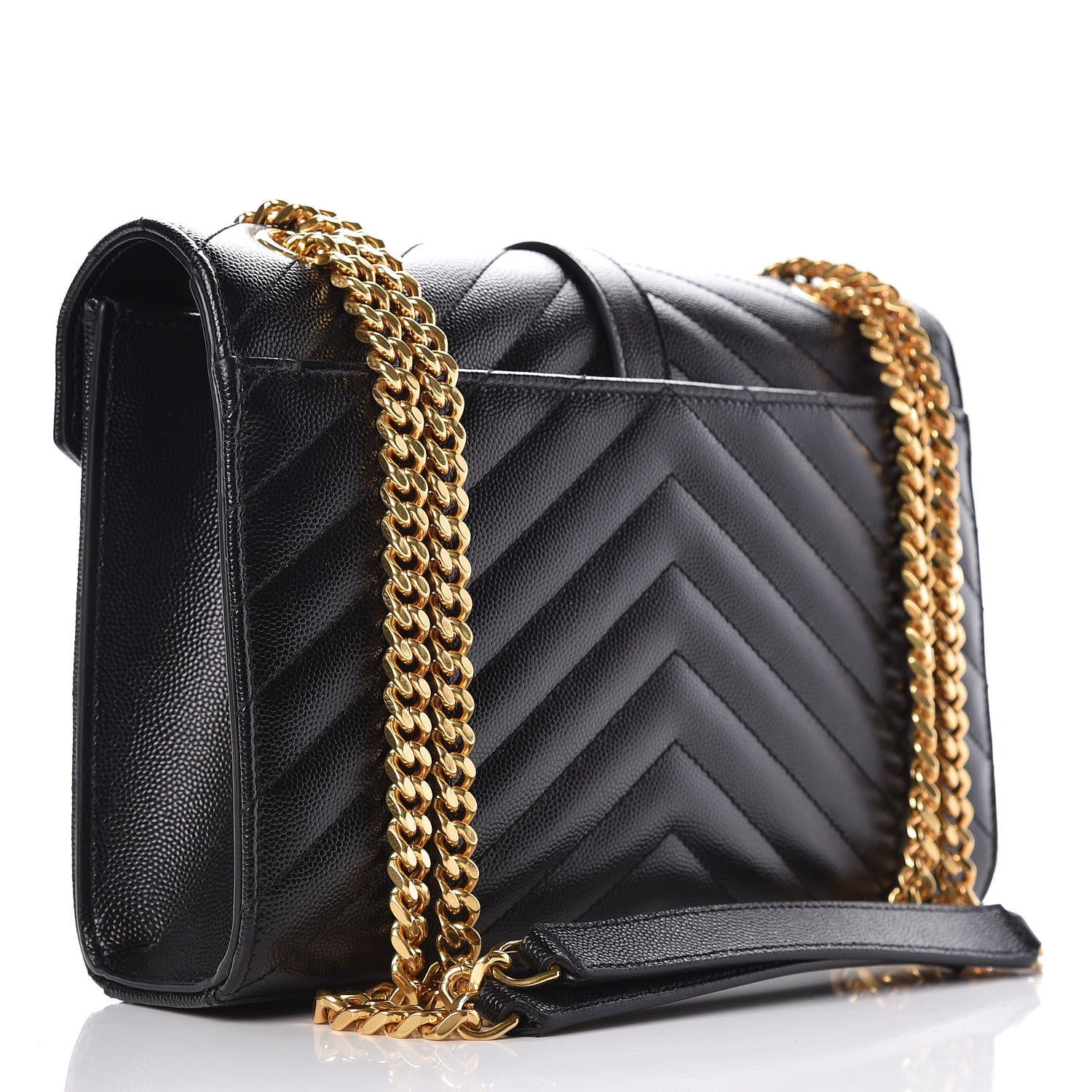 Saint Laurent Grain De Poudre Matelasse Chevron Medium Monogram Satchel Black 4 of 11