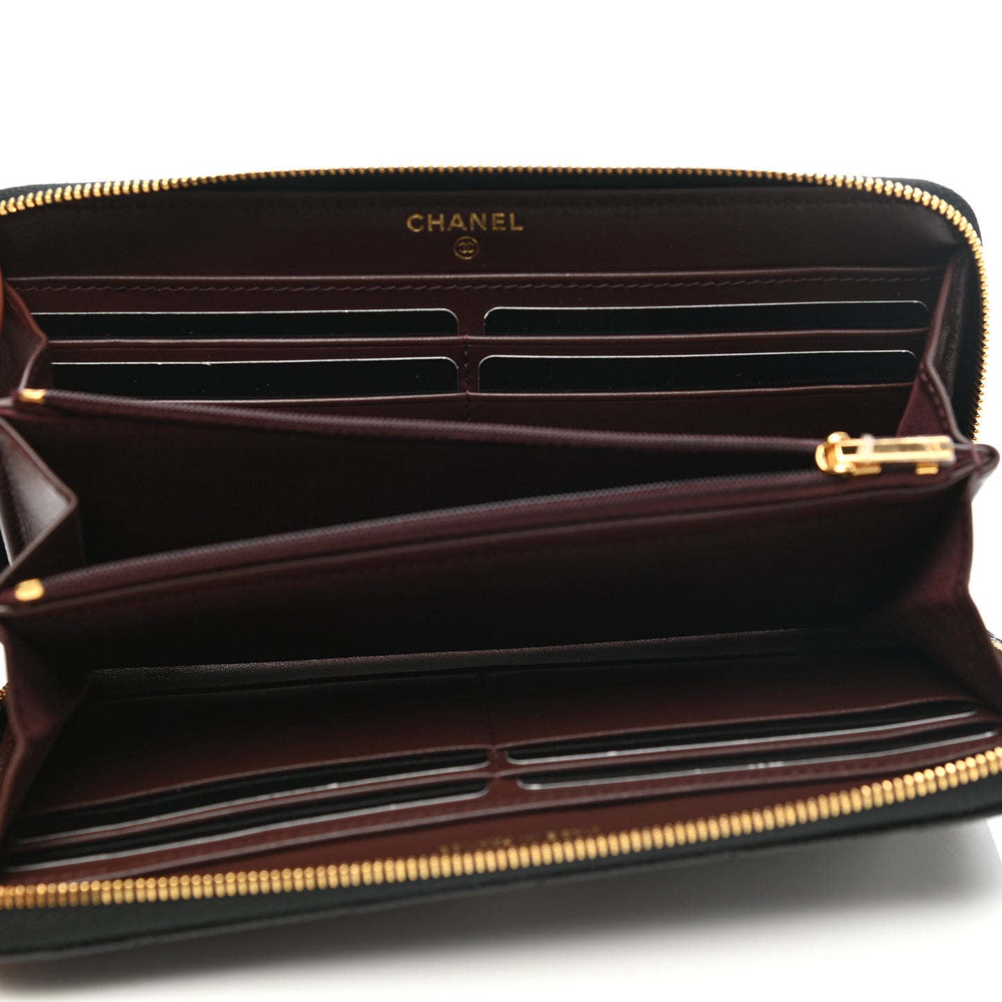 Caviar Quilted Large Gusset Zip Around Wallet Black