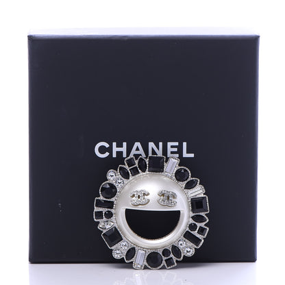 Chanel Crystal CC Smiley Emoji Brooch Silver 6 of 6